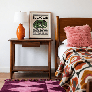 El Jaguar Poster flat lay emphasizing graphic cat figure and bold lettering