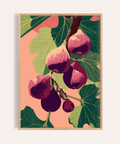 Fig Wall Art botanical print with pink and green for kitchen decor