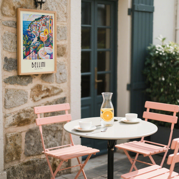 Italian Style Cocktail Wall Art showing harbour, boats, and pastel houses.