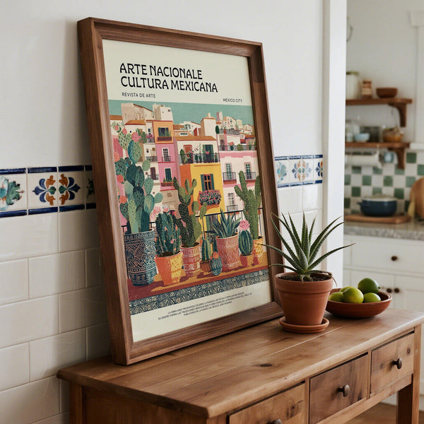Latin American Wall Art featuring tile patterns and lush plants.