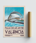 Typography-forward Valencia Architecture Print featuring PALAU DE LES ARTS and Valencia coordinates