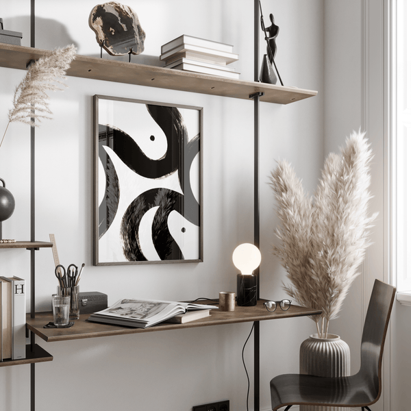 Black and white posters for creative studio, abstract style, Black, art print