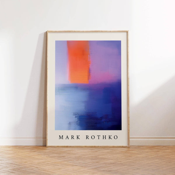 Entryway adorned with colorful Rothko art inspired artwork