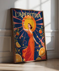 Aperol Spritz Gift wall art with citrus and cocktail elements in bold orange hues.