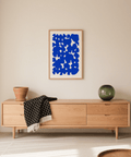 Modern Abstract Art wall art, energetic blue design, lounge decor