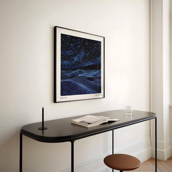 Large navy blue wall art print for statement home decor