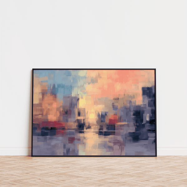Multicolored Abstract Sunset Art Print for creative studio wall art