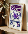 Aviation Cocktail Print art print showing Purple and Blue cocktail for living room