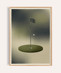 Minimalist Golf Wall Art illustration of flagstick over round green