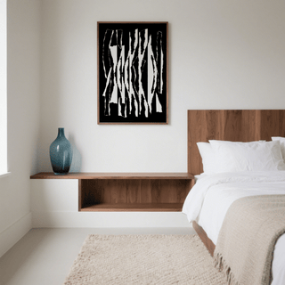 abstract black and white bold torn lines poster, black and white decor