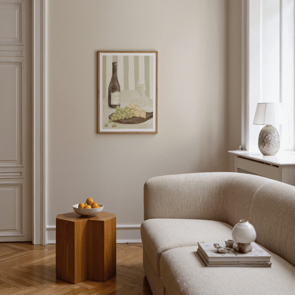 Elegant Dining Room Print featuring Green and Beige, perfect for dining room