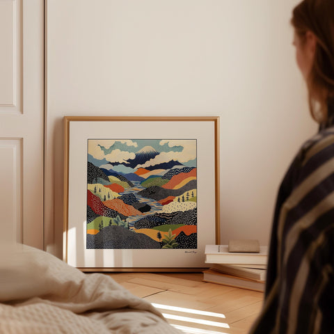 Colourful mountain wall art for modern interiors