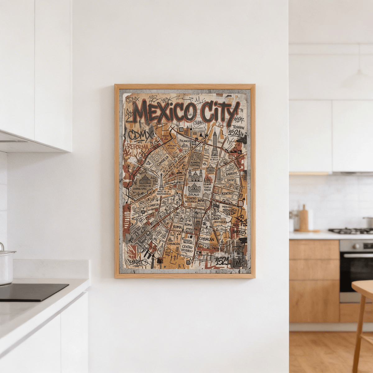 Capturing Mexico Map Poster featuring urban map design, labeled areas, and central street plan poster