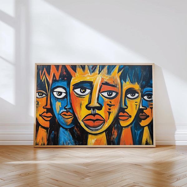 Colorful abstract African wall art for living room interiors