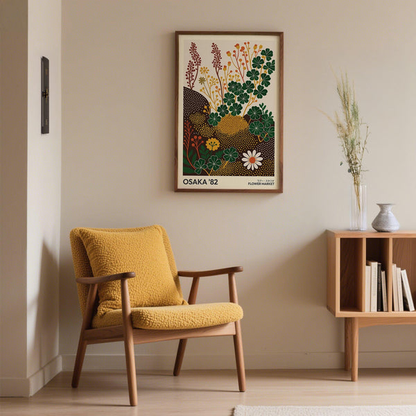 Clover leaf botanical poster in wildflower art prints style.