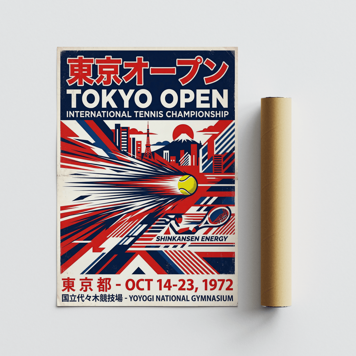 Displaying Tokyo Open Tennis Print poster art with TOKYO OPEN lettering and stylized skyline