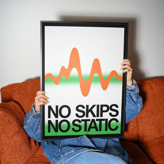Modern-retro music poster with vibrant waveform and bold lettering.
