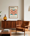 Abstract circle design forms modern geometric wall art with symmetry.