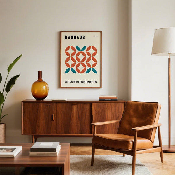 Abstract circle design forms modern geometric wall art with symmetry.