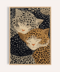 Leopard Print Wall Art with Orange and Beige in a bedroom, art print