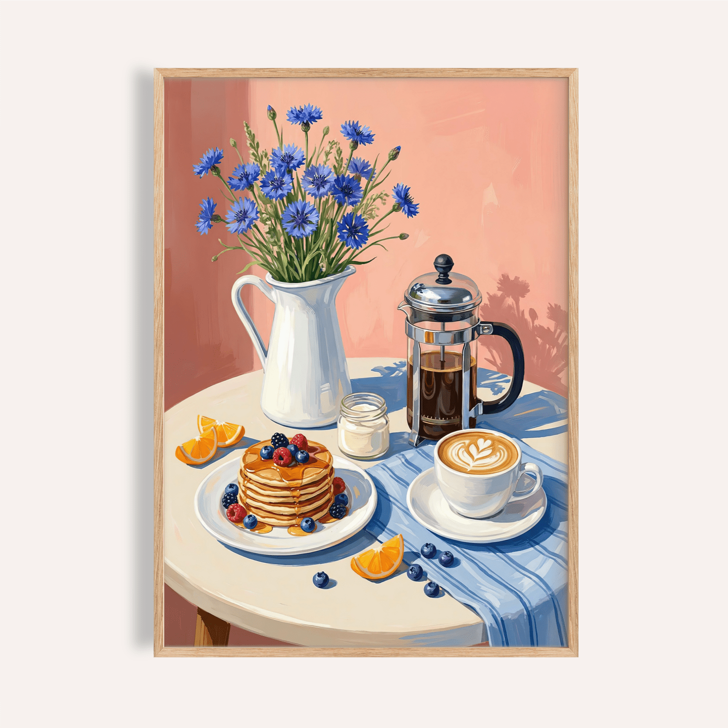 Breakfast Print Breakfast Art Print: Pancakes and Coffee Wall Art