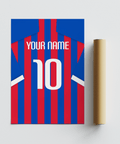Centered Crystal Palace Football Shirt Poster showing large number 10 on a vertically striped shirt layout