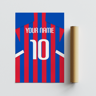 Centered Crystal Palace Football Shirt Poster showing large number 10 on a vertically striped shirt layout