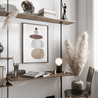 Stacked rocks style Abstract Rock Art Print in Gray for modern dining room