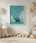 Safari themed Nursery Animal Poster in blue for toddler bedroom wall