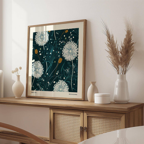 Abstract dandelion wall art featuring a serene nature composition