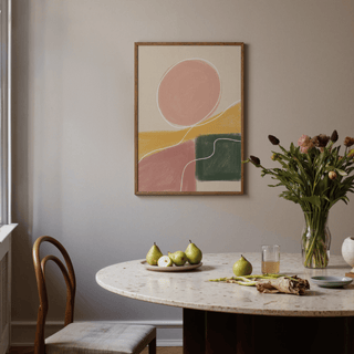 Clean Modern Abstract Print wall décor with centered circle motif