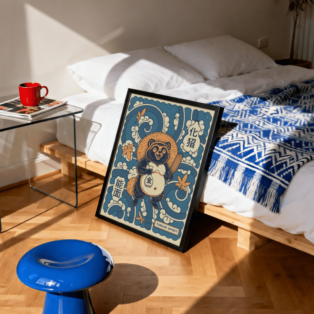 Tanuki Art Print | Japanese Folk Poster Tanuki Art Print | Japanese Folk Poster