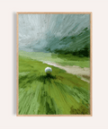 Abstract Green Wall Art golf course painting with central white ball