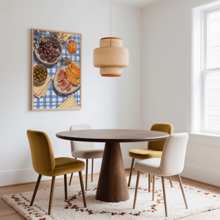 Picnic Decor Wall Art blue-themed wall art print for dining room