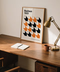 Abstract geometry and vintage design in this artwork for office décor.