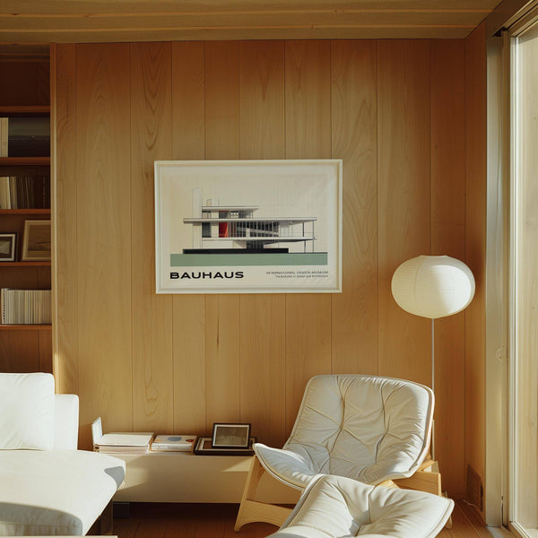 Elegant Bauhaus blueprint with structured building forms