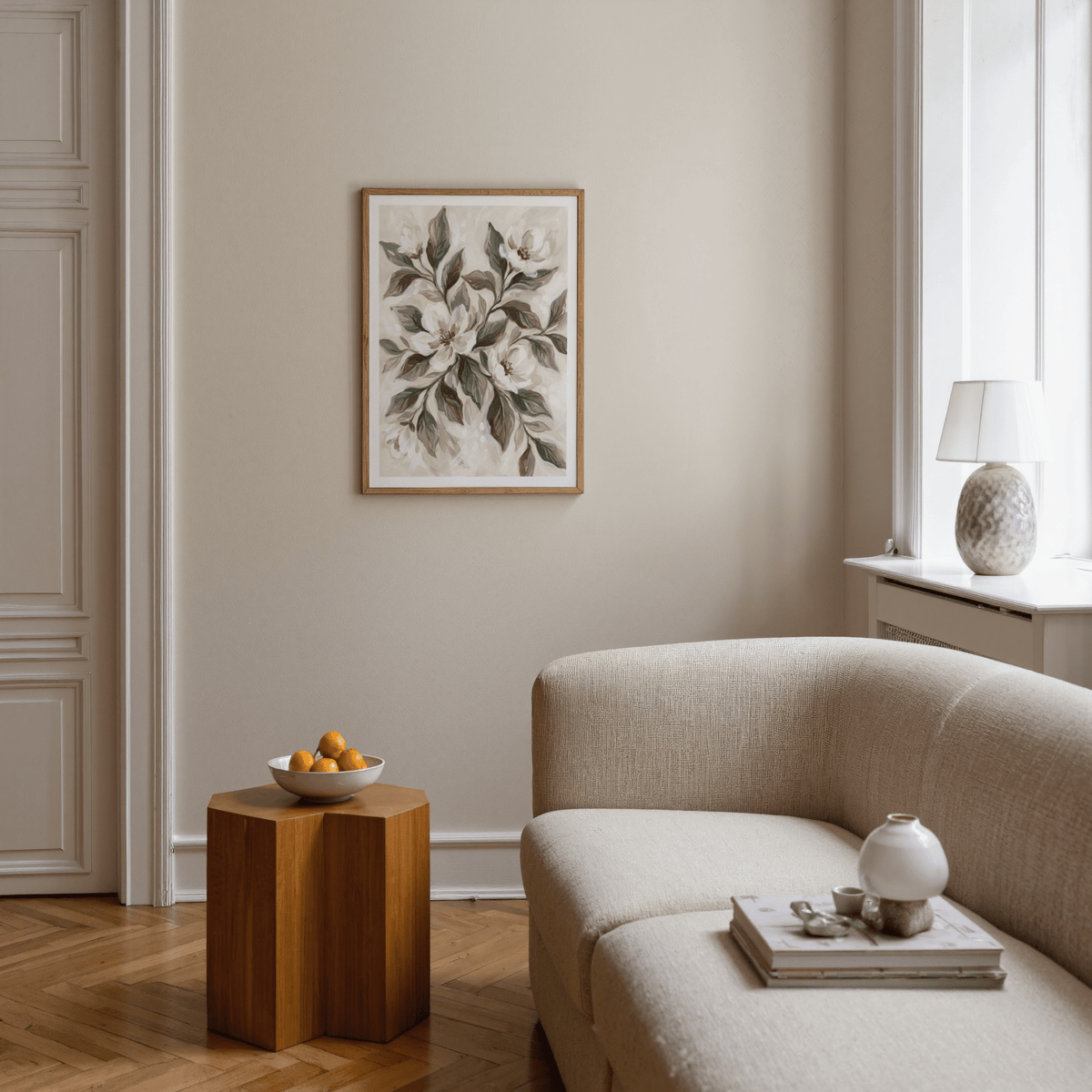 Magnolia Wall Decor in earthy Brown and Green for bedroom floral wall art