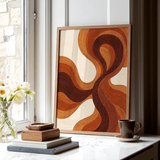 Organic Line Poster design in orange tones, ideal for bedroom wall art