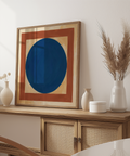 Minimalist Circle Art modern poster in Blue, Brown, Beige for dining area
