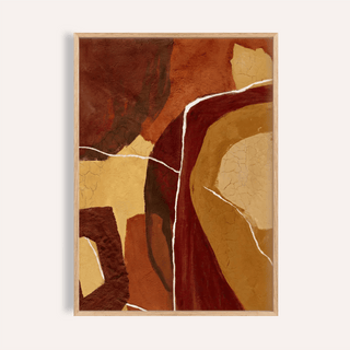 Abstract Earth Tones Print in orange, brown, red, and beige for living room wall art