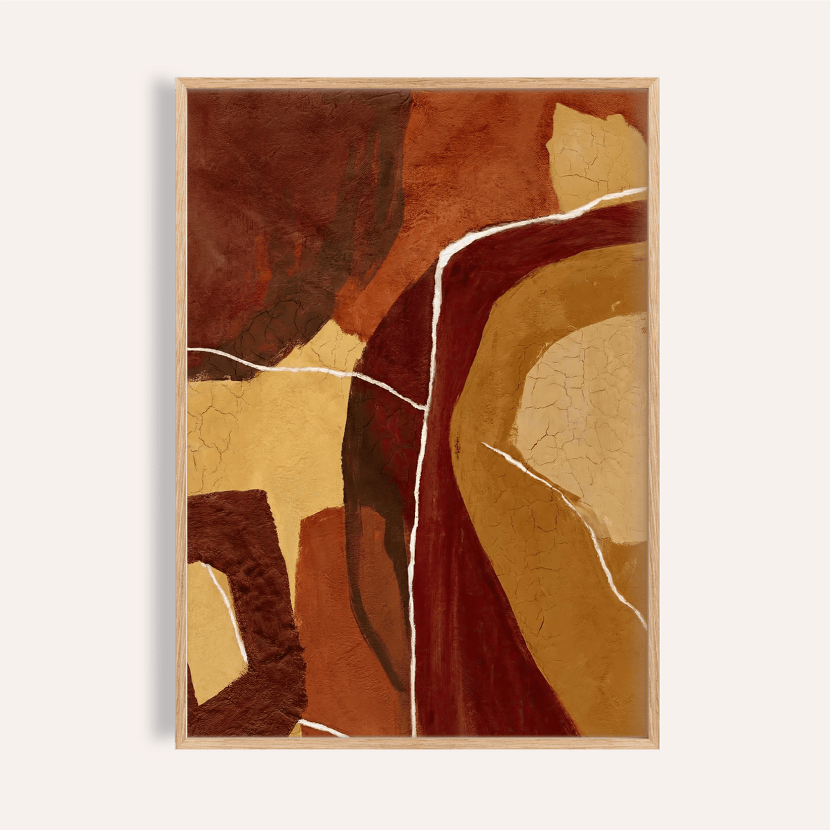 Abstract Earth Tones Print in orange, brown, red, and beige for living room wall art