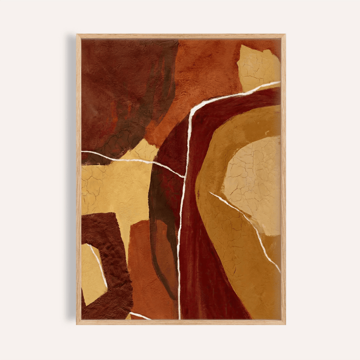 Abstract Earth Tones Print in orange, brown, red, and beige for living room wall art