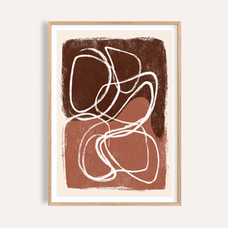 Abstract linework poster with overlapping organic shapes and textured blocks