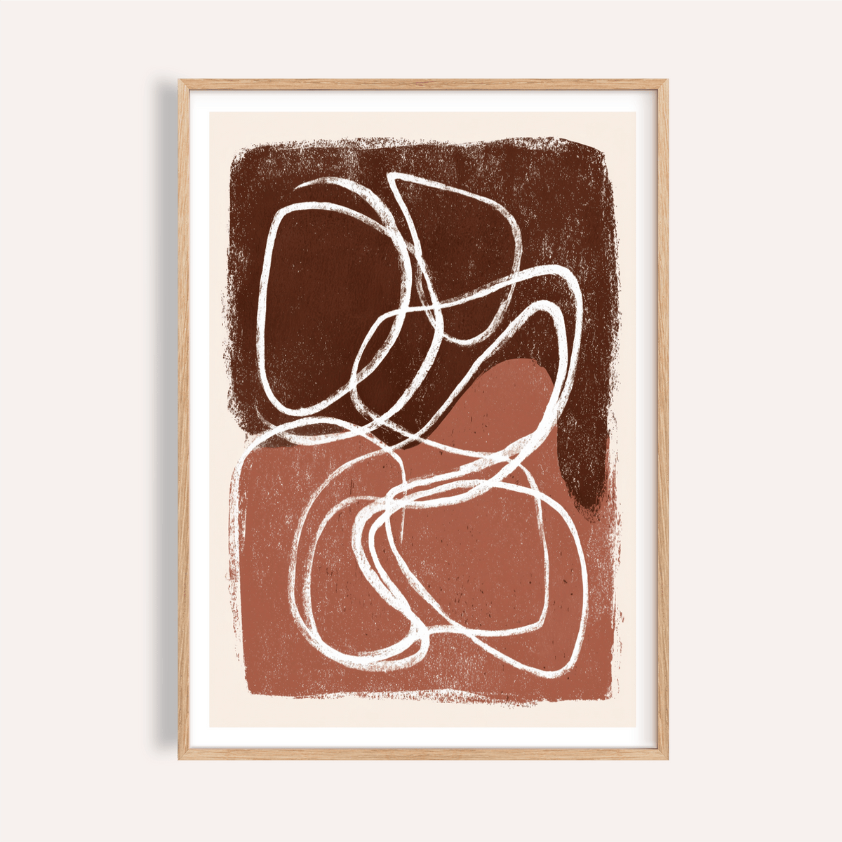 Abstract linework poster with overlapping organic shapes and textured blocks
