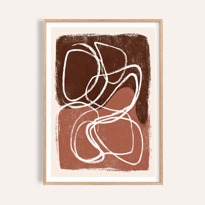 Abstract linework poster with overlapping organic shapes and textured blocks