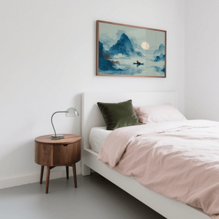 Serene Blue Zen Wall Art Print for living room wall art, tranquil scene