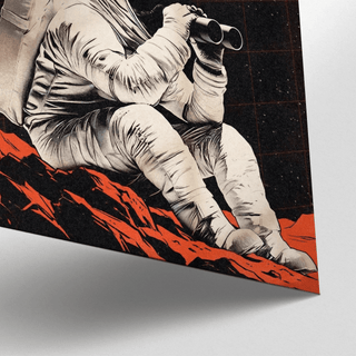 Space Exploration Poster in orange, white, and beige, bedroom art print