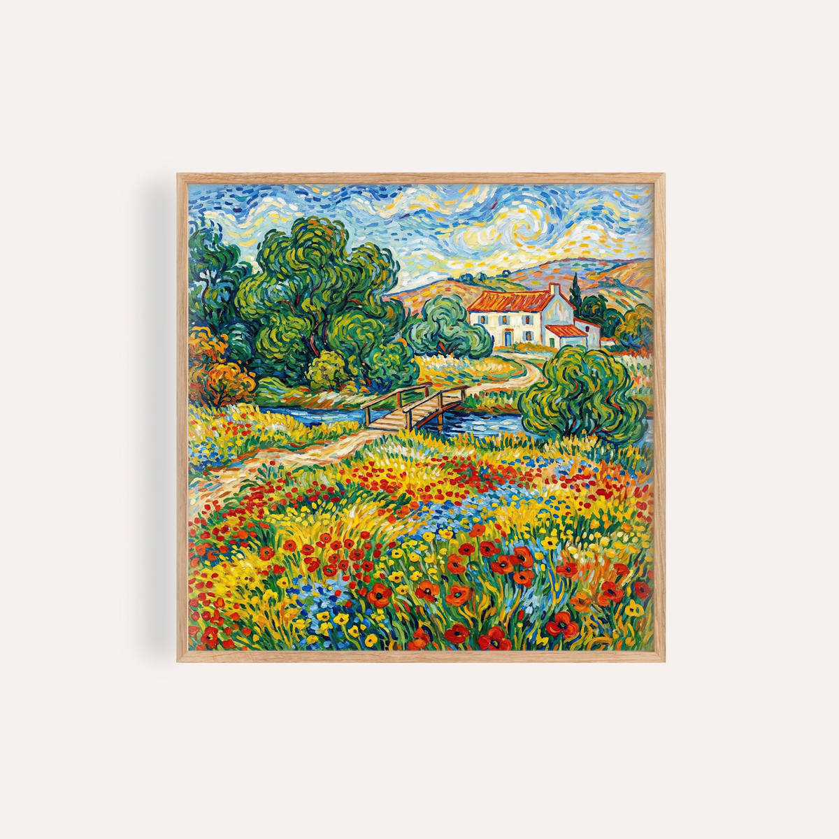 Vibrant Landscape Art multicolored poster for living room wall