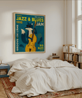 Jazz Blues Art Print in Green, vibrant Yellow for study wall art