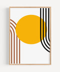 Modern geometric Bauhaus wall art in yellow and black, ideal for minimalist interiors
